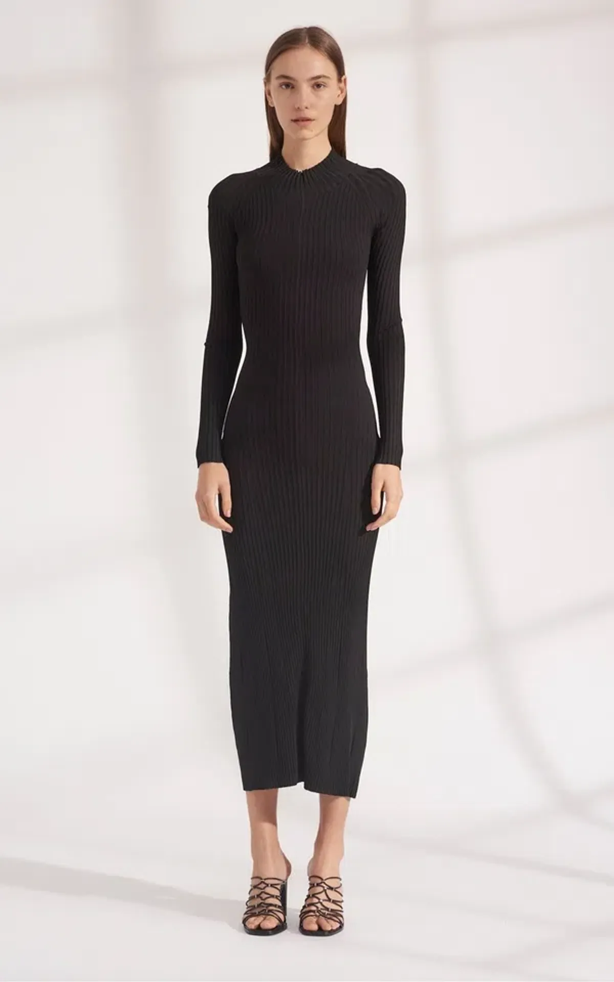 Dion Lee Stripe Rib Twist Reversible Midi Dress in Black Size 8  - Image 1