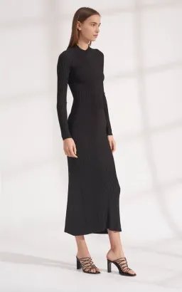 Dion Lee Stripe Rib Twist Reversible Midi Dress in Black Size 8  for rent on The Volte - image 3
