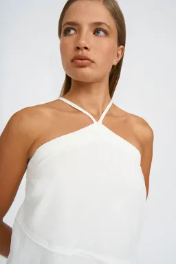 By Johnny Clara Cross Mini Dress Ivory Size 6  for rent on The Volte - image 3