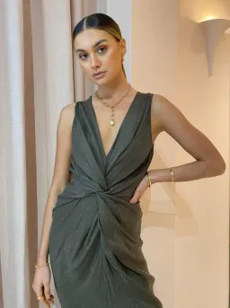 One Fell Swoop Gaia Maxi Dress in Lotus Suede Size 12  for rent on The Volte - image 3