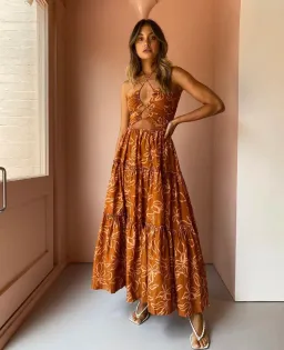 Bec and Bridge Aurora Maxi Dress Brown Size 12 for rent on The Volte - image 1