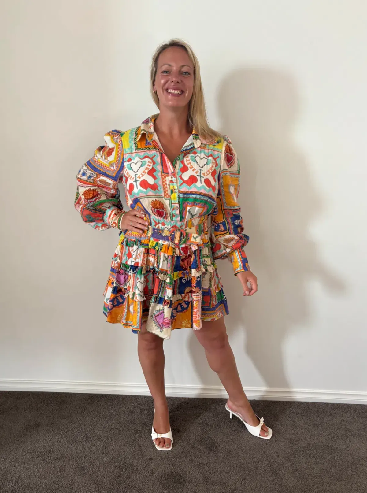Kate Ford Viatoris Layered Dress Multi Print Size 4/14 AU - Image 4