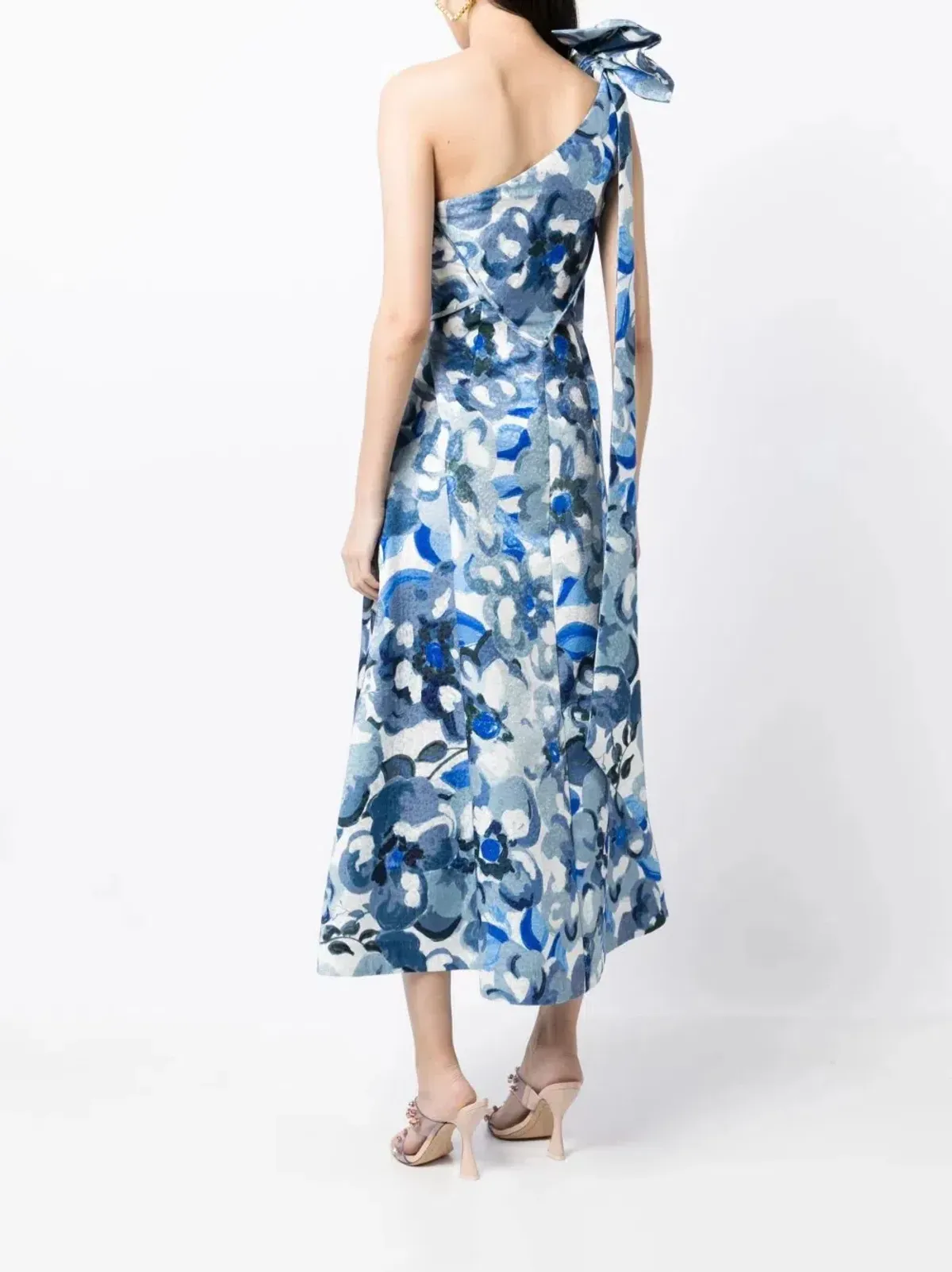 Rachel Gilbert Emiliano Dress Blue Print Size 12 - Image 3