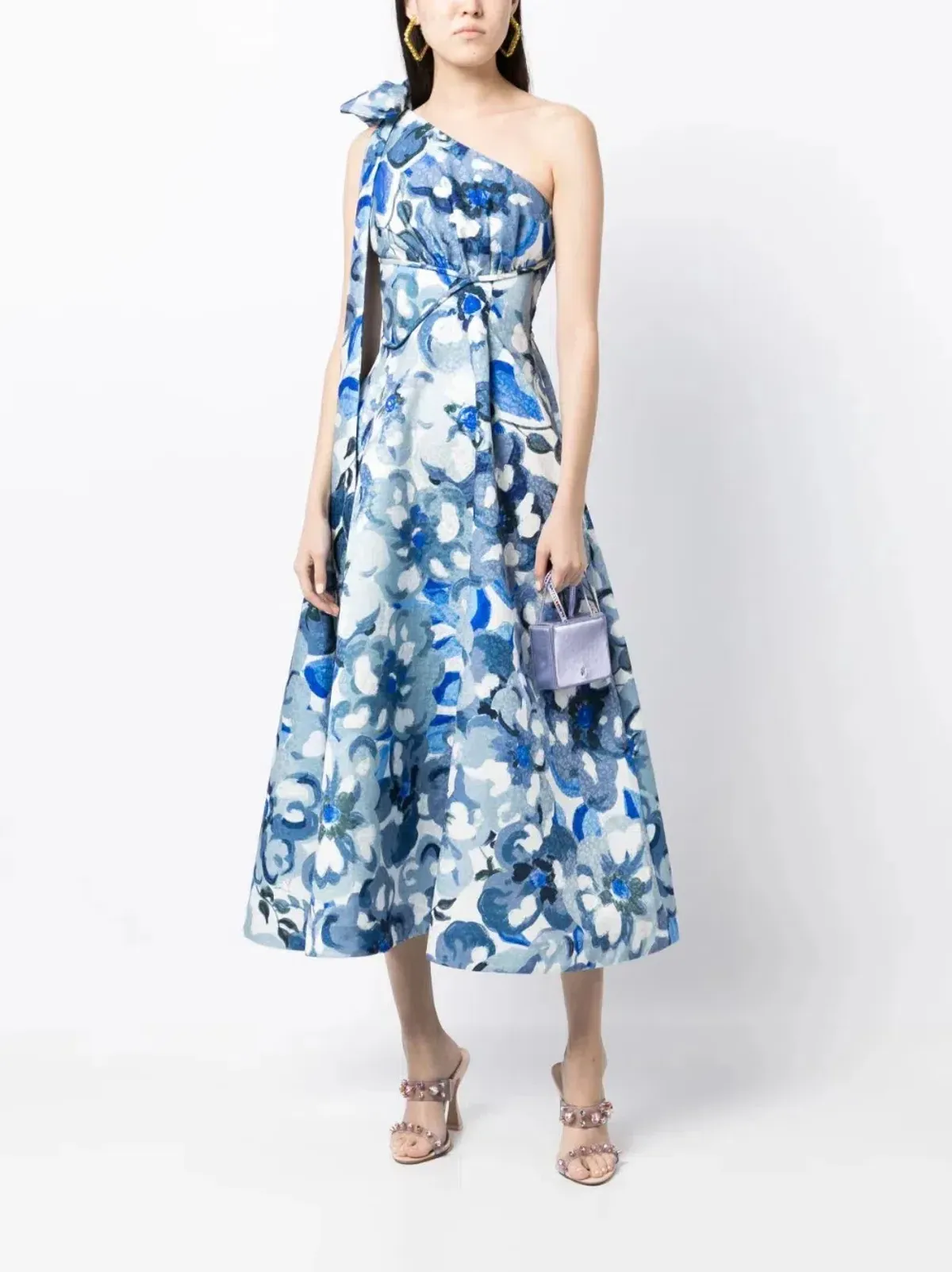 Rachel Gilbert Emiliano Dress Blue Print Size 12 - Image 2