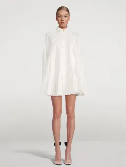 Aje Cascade Gathered Smock Mini Dress in Ivory/White Size 10 for rent on The Volte - image 1