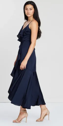 Shona Joy Luxe Bias Frill Wrap Dress Maxi Navy Size 10 for rent on The Volte - image 2