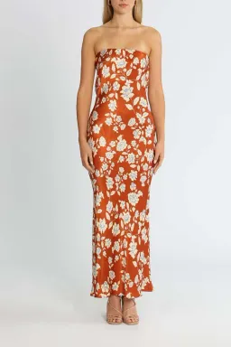 Bec & Bridge Blossom Strapless Maxi Dress Rust Print Size 12 for rent on The Volte - image 1