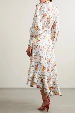 Zimmermann Asymmetric Midi Linen Wrap Dress Floral Size 2 / AU 12 for rent on The Volte - image 2