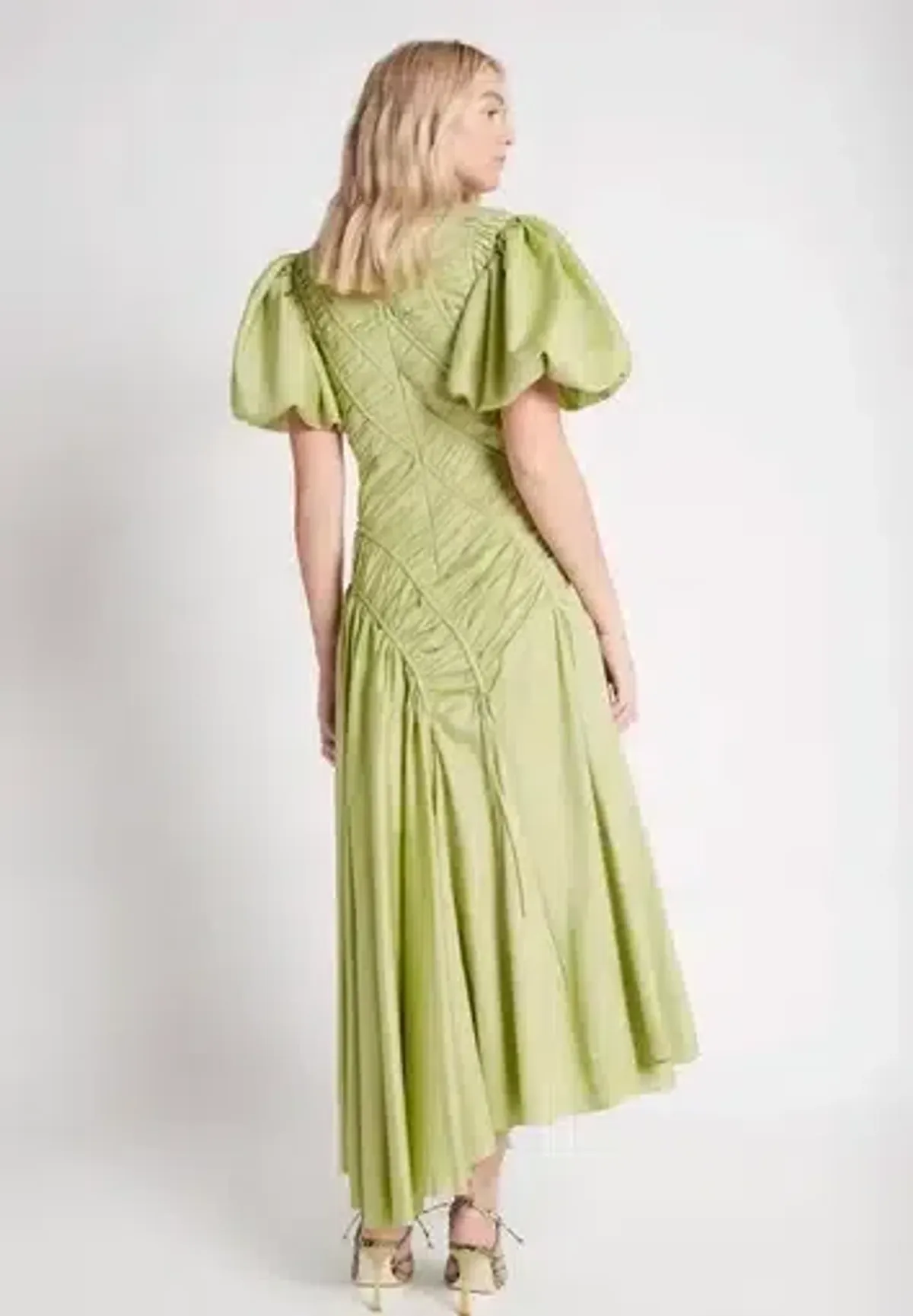 AJE Siren Drawstring Midi Dress Green Size 6 - Image 3