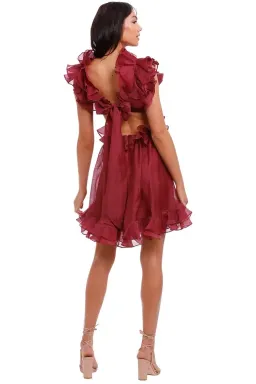 Zimmermann Ladybeetle Ruffle Mini Burgundy Size 8 AU for rent on The Volte - image 3