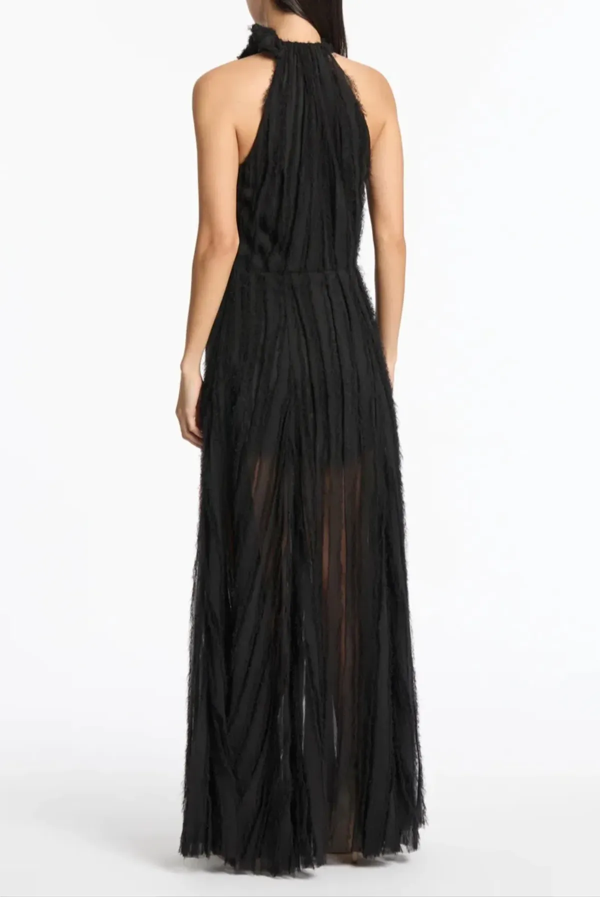 Carla Zampatti Shredded Tulle Halter Gown Black Size 14 - Image 3