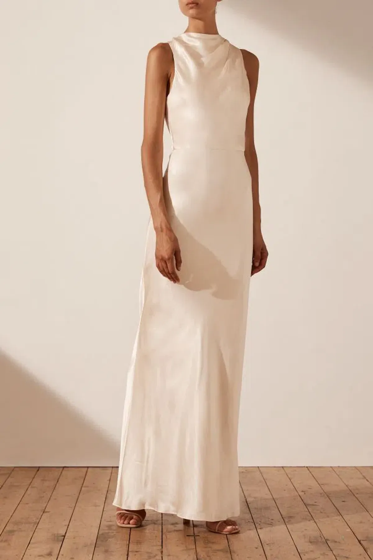 Shona Joy La Lune High Neck Maxi Dress Cream Size 10 - Image 2