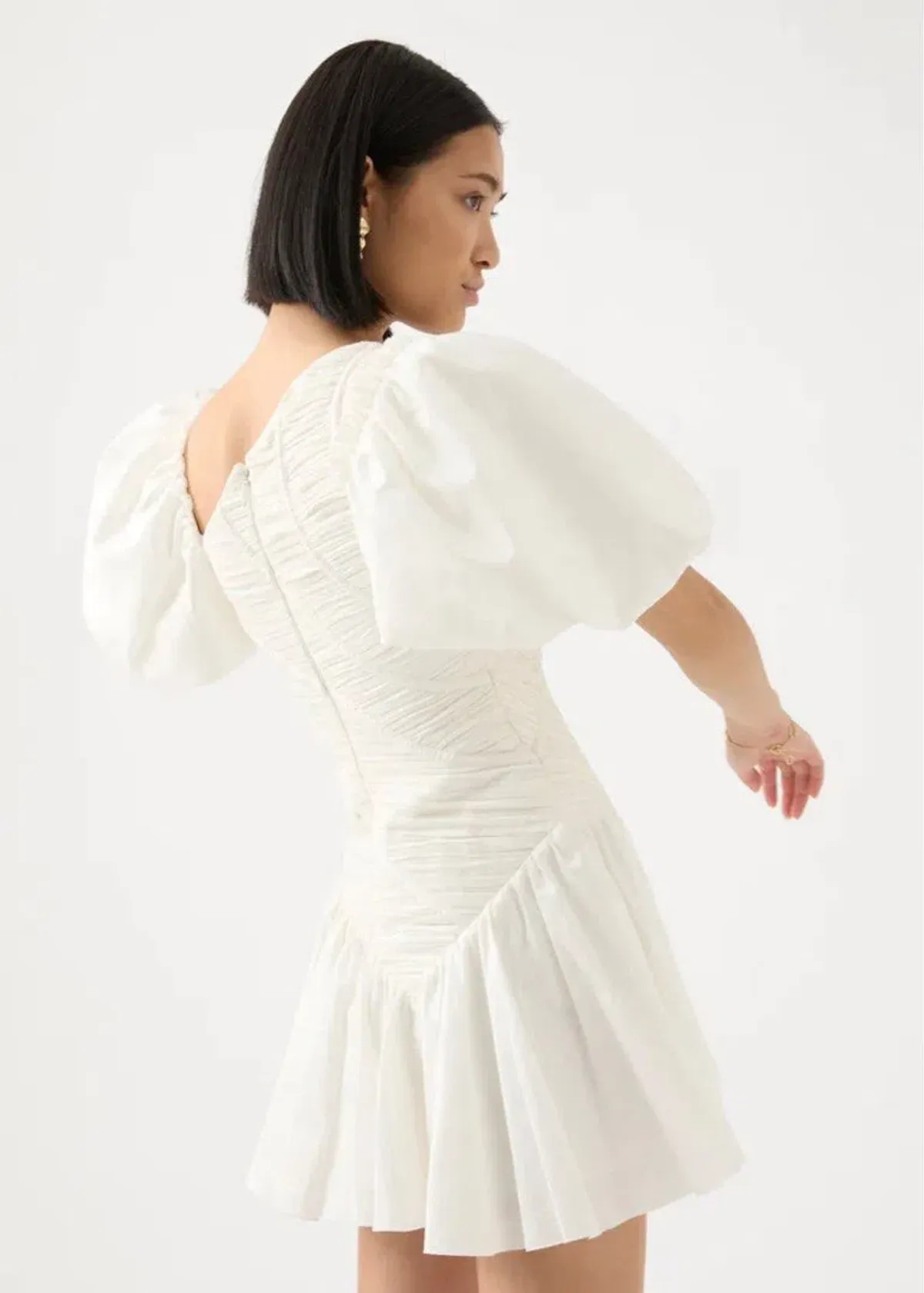 Aje Siren Drawstring Mini Dress Ivory Size 8 - Image 3