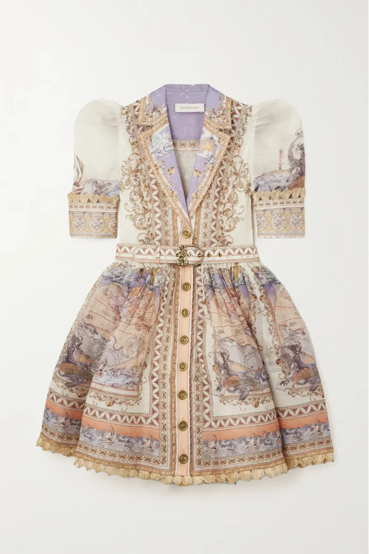 Zimmermann The High Tide Mini Shirt Dress in Odyssey Print Size 3 / AU 14 - Image 6