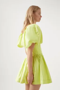 Aje Gianna Puff Sleeve Mini Dress Light Lemon Size 16	 for rent on The Volte - image 3