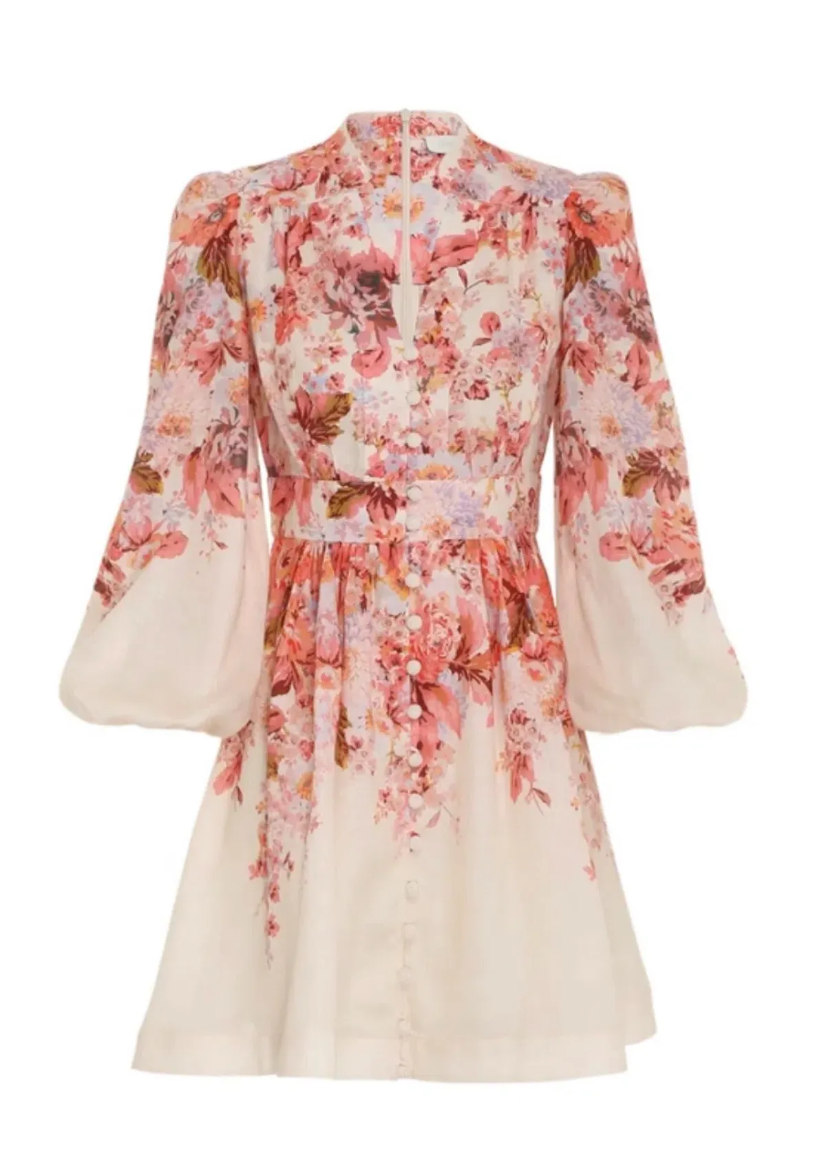Zimmermann Devi Plunge Mini Dress Cream Floral Size 2 / AU 12 - Image 2