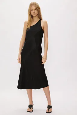 Third Form Running Water Bias One Shoulder Slip Dress Black Size 6 for rent on The Volte - image 1