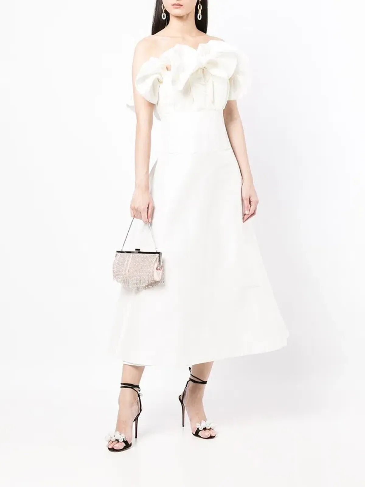 Rachel Gilbert Freida Ruffled Strapless Midi Dress In White - Image 2