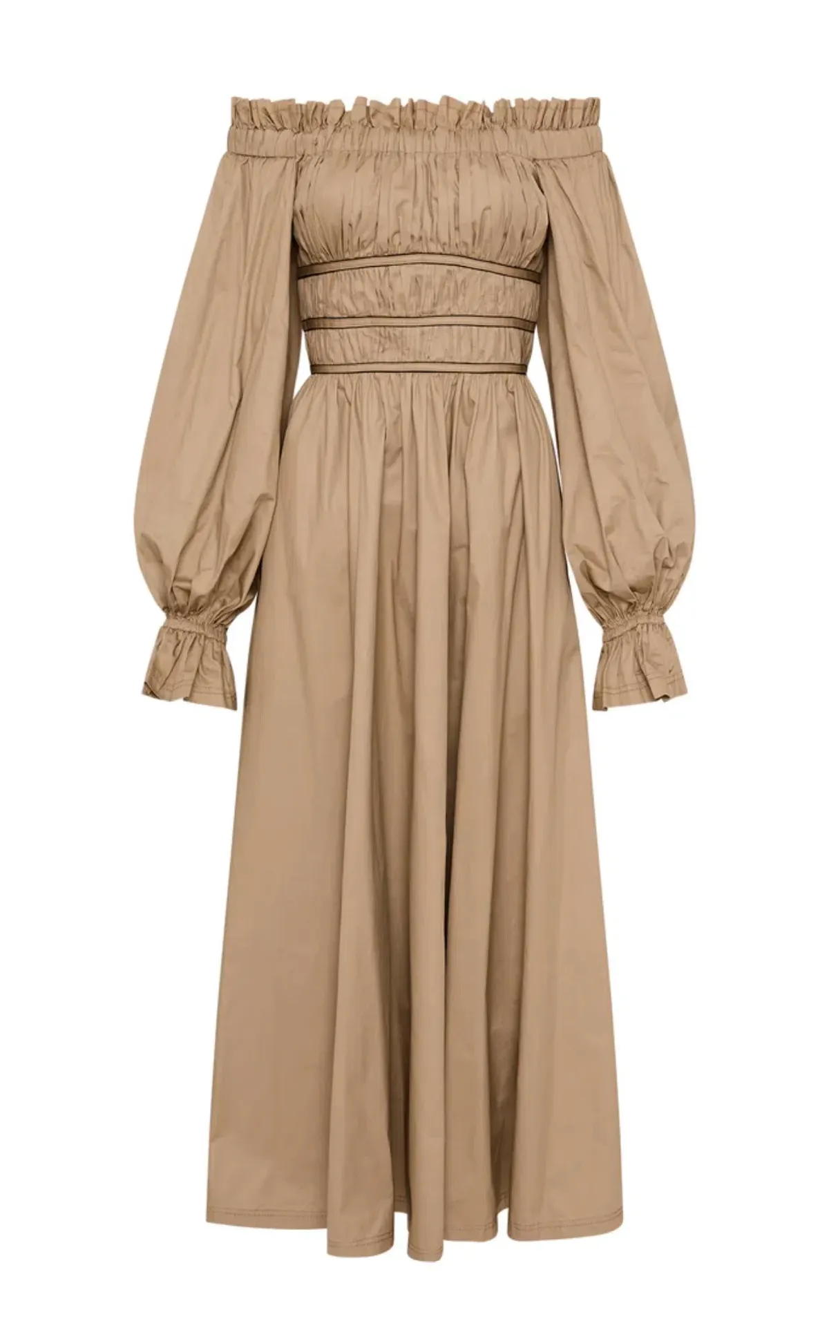 Aje Wattle Off Shoulder Midi Dress Taupe Grey Size 12 - Image 5
