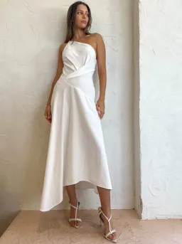 One Fell Swoop Rosa Midi Dress In Runway White Matte Size 6 for rent on The Volte - image 1