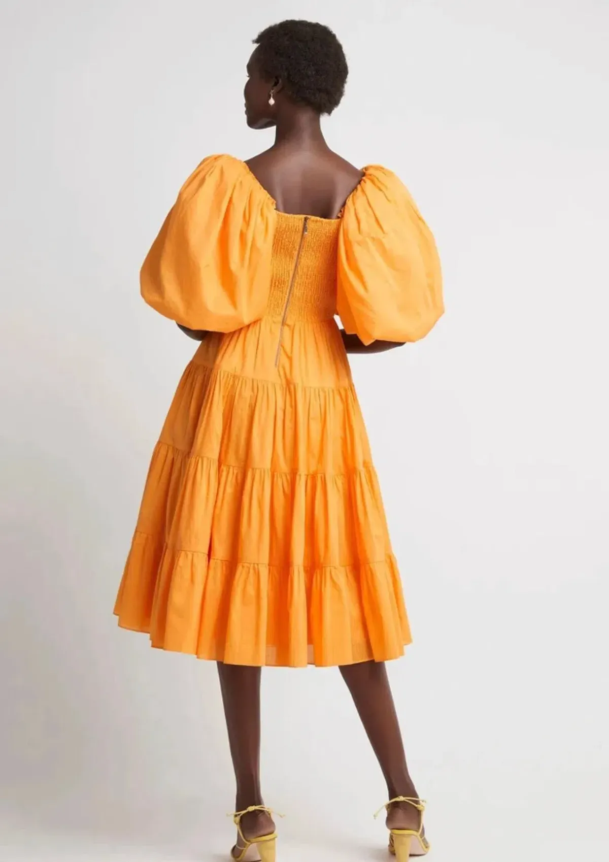 AJE Cherished Orange Midi Dress Orange Size 6 - Image 2