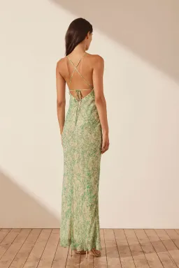 Shona Joy Belvedere Lace Back Bias Maxi Dress Green Size 10 for rent on The Volte - image 3