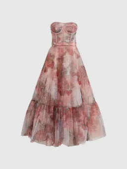 Leo Lin Rae Bustier Midi Dress in Azalea Print Size 14 for rent on The Volte - image 5