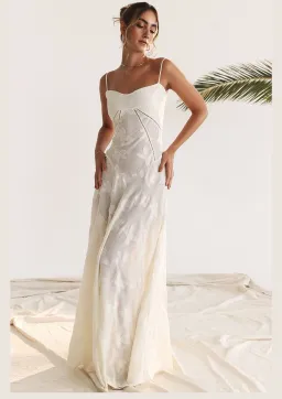 House Of CB Seren Lace Back Maxi Dress Vintage Cream Floral Size XS / AU 6 for rent on The Volte - image 1