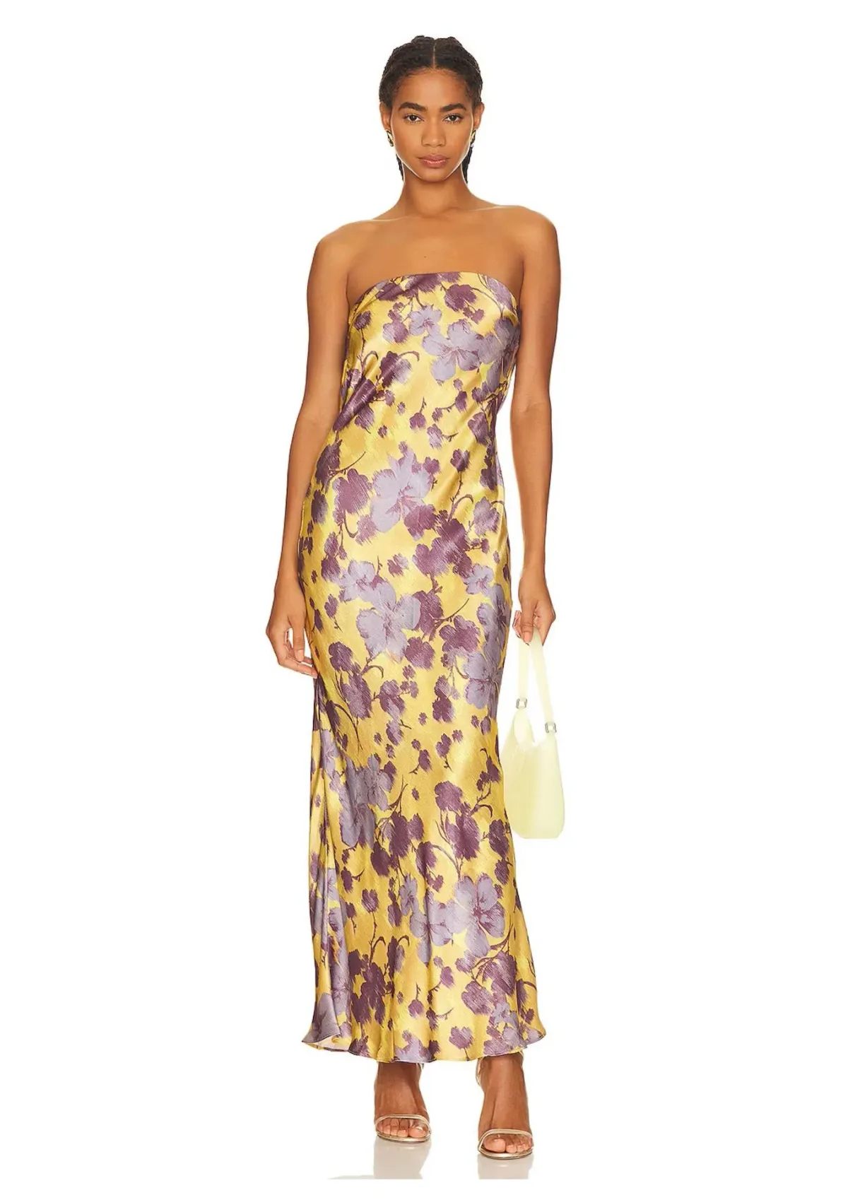 Bec & Bridge Moondance Bias Cut Low Cowl Back Strapless Maxi Dress in Golden Violet Size 12 - Image 1