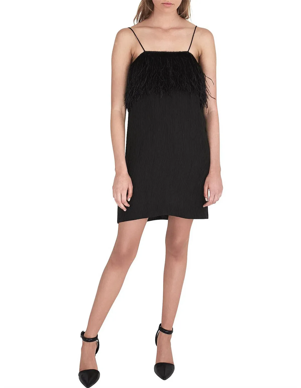 Aje Pellew Feather Mini Dress Black Size 8 - Image 1
