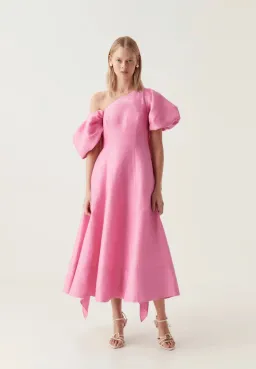 Aje Arista Tulip Sleeve Midi Dress in Cerise Pink Size 12 for rent on The Volte - image 1