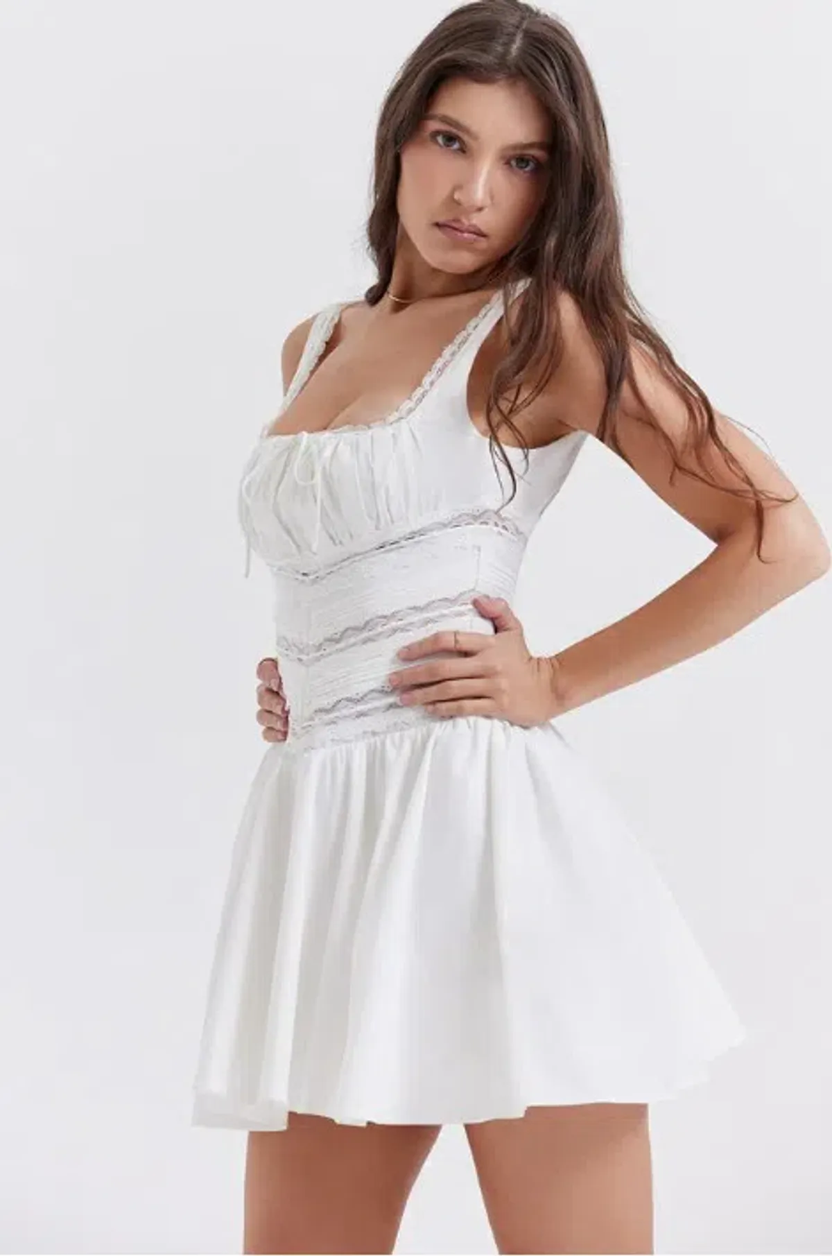 House of CB Tiffani Lace Trim Mini Dress White Size S / AU 8 - Image 4