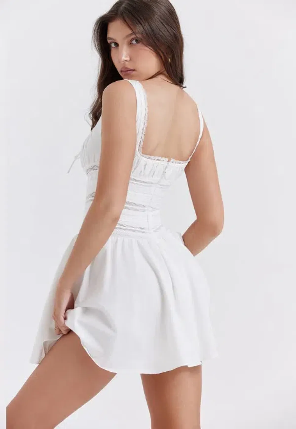 House of CB Tiffani Lace Trim Mini Dress White Size S / AU 8 - Image 3