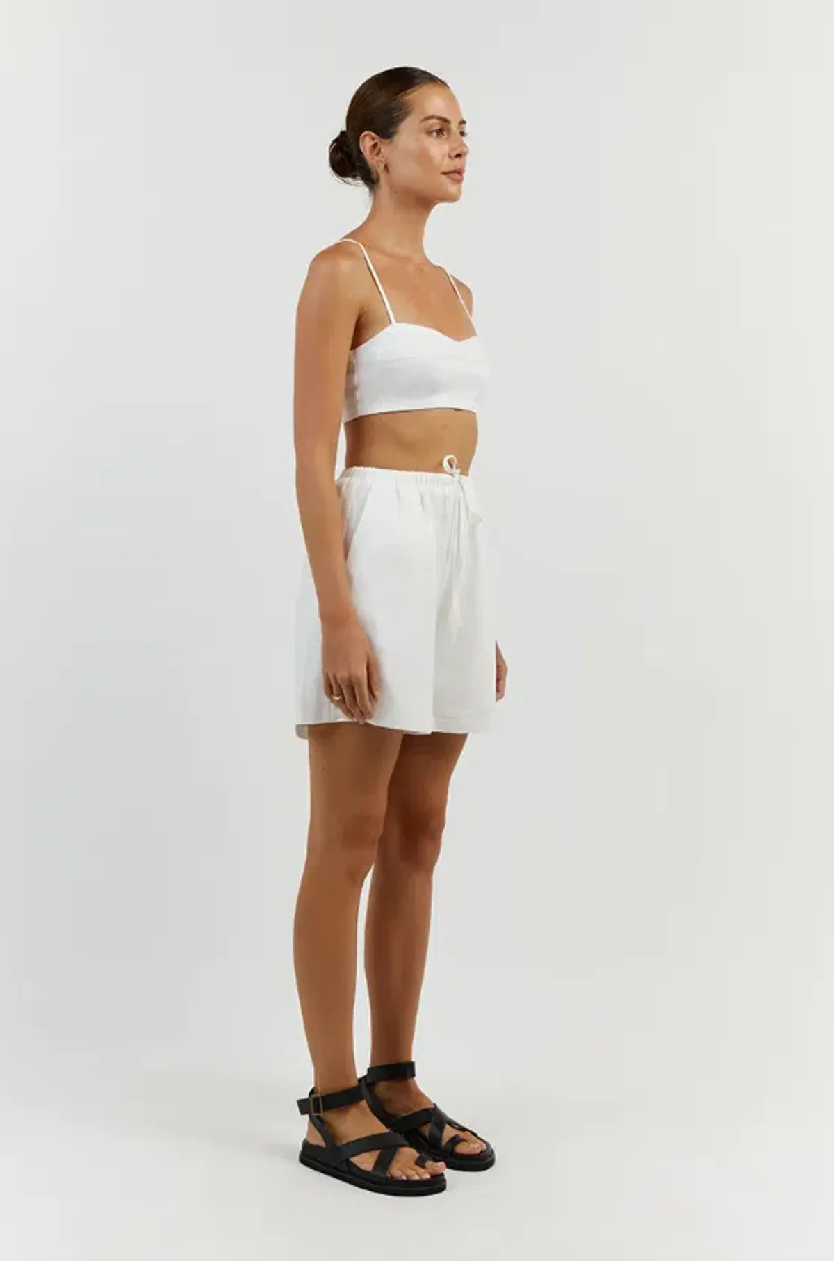 DISSH Aisle Linen Tier Long Skirt and Vienna Linen Curved Crop Top Set White Size 6 AU - Image 6