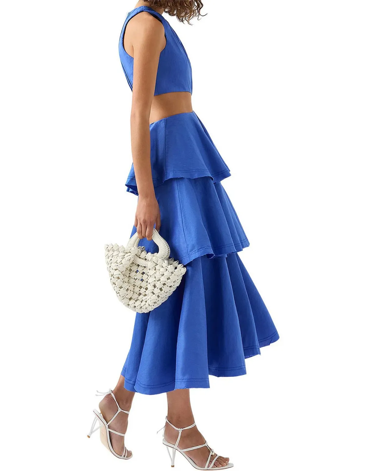 Aje Wave Cut Out Ring Midi Dress Blue Size 12 - Image 4