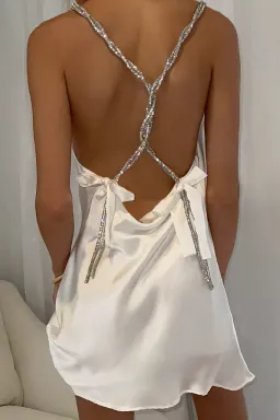 Sisters the Label Chloe Multiway Mini Dress Pearl Silk One Size for rent on The Volte - image 3