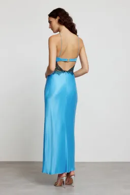 Significant Other Helaina Halter Midi Dress Blue Size 10 for rent on The Volte - image 3