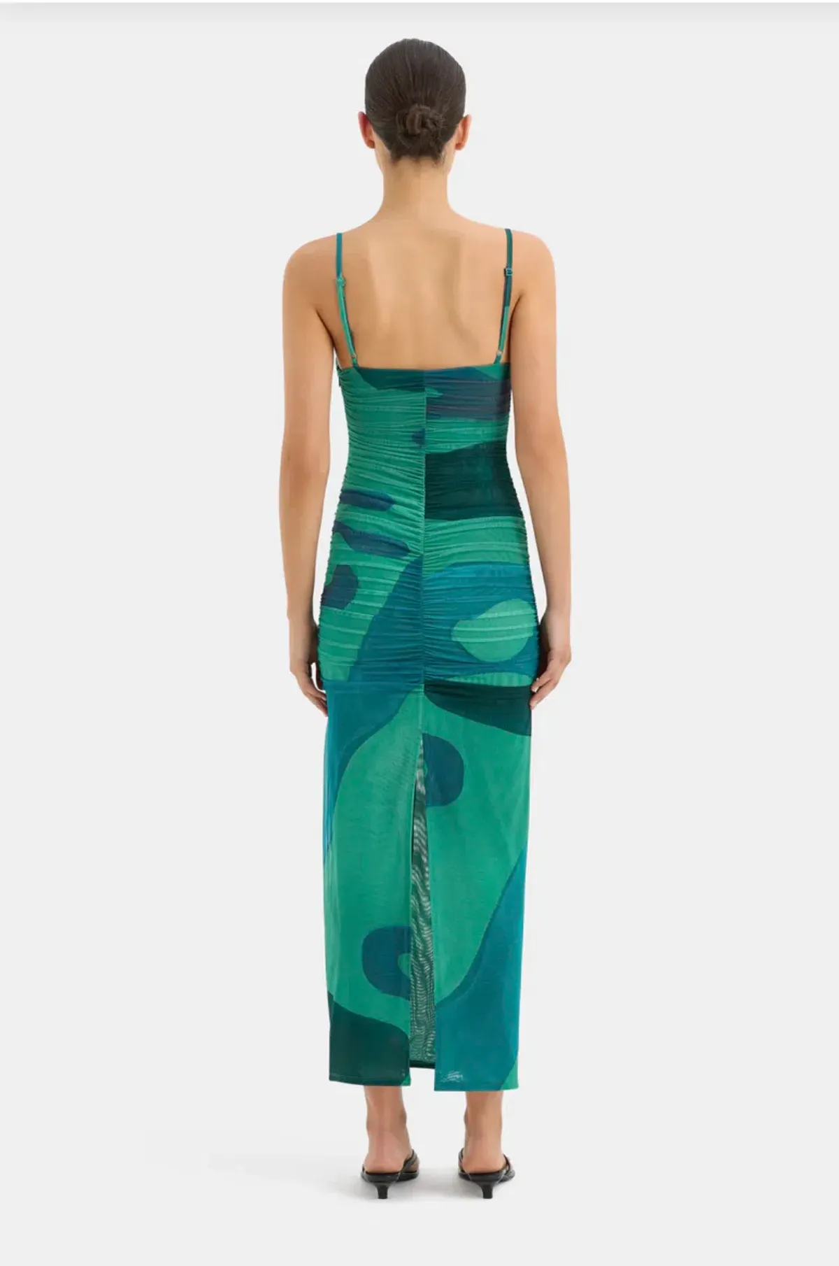 Sir the Label Frankie Gathered Midi Dress Green Multi Size 3/Au 12 - Image 2