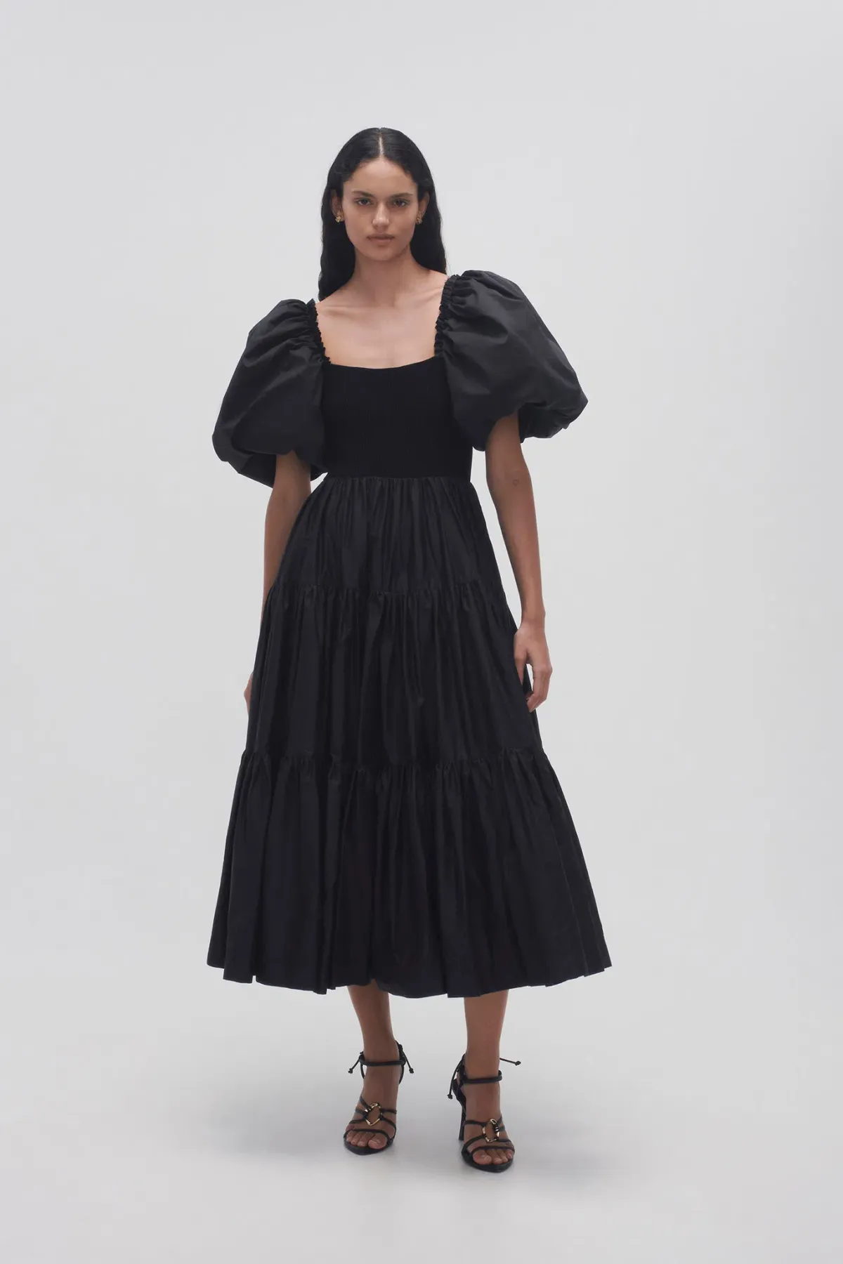 Aje Casa Puff Sleeve Midi Dress Black Size 14 - Image 1
