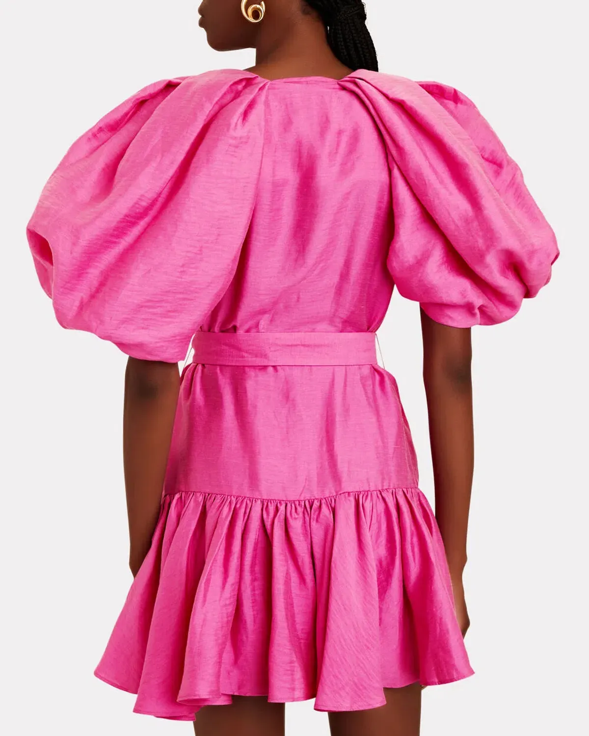 Acler Wheatland Puff Sleeve Dress Flamingo Pink Size 12 - Image 3