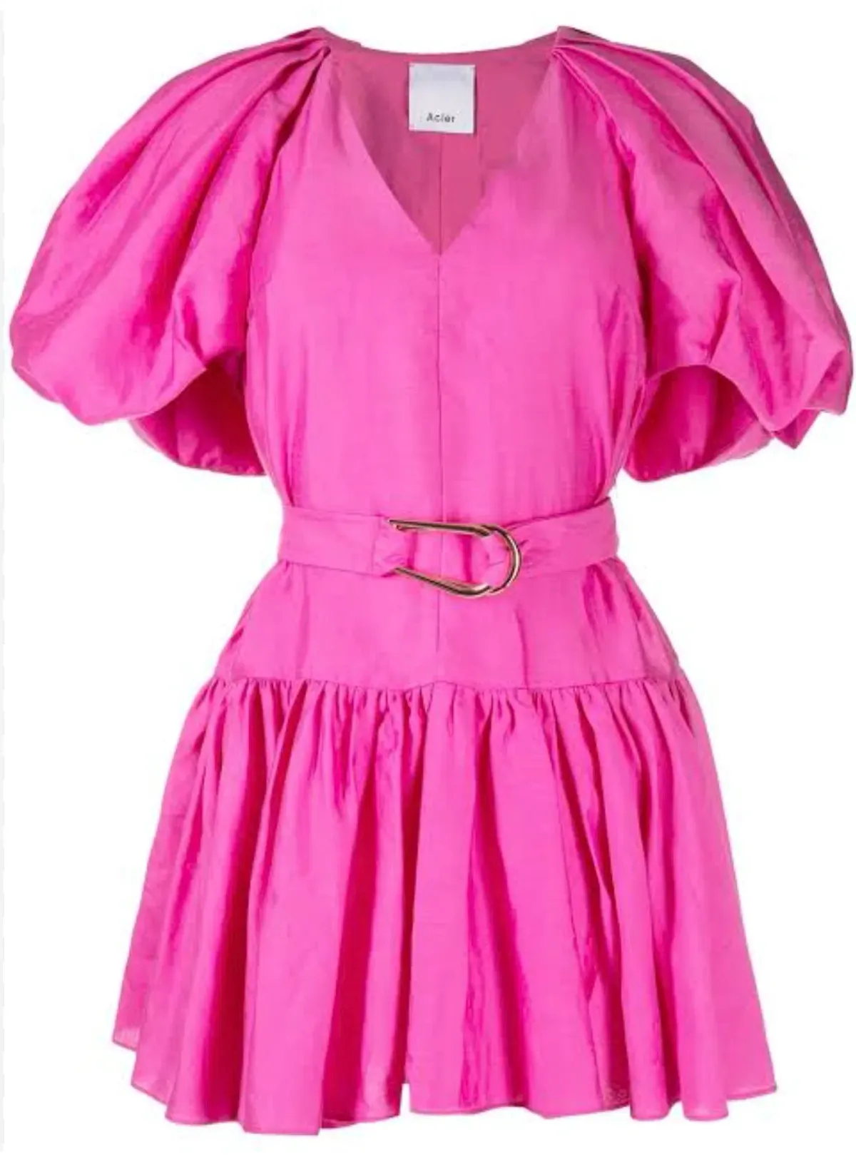 Acler Wheatland Puff Sleeve Dress Flamingo Pink Size 12 - Image 4