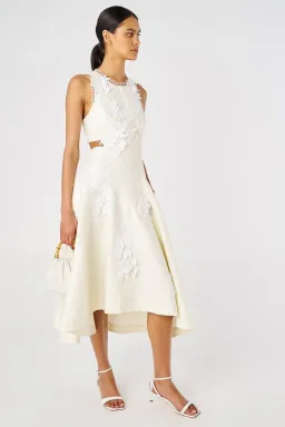 Oroton Lace Flower Midi Dress Soft Cream Size 6 for rent on The Volte - image 2