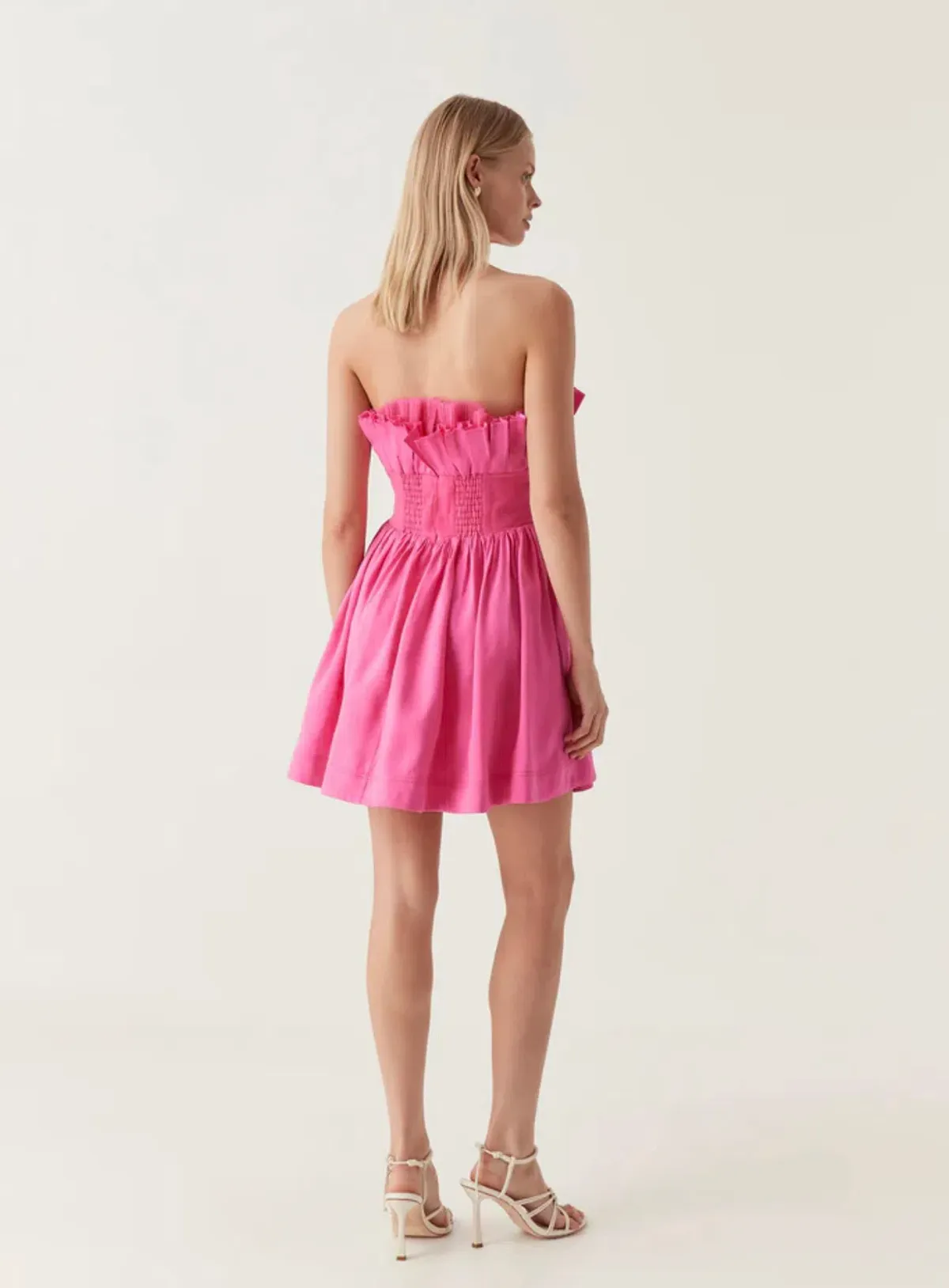 Aje Whisper Layered Mini Dress Brilliant Pink Size 10 - Image 3