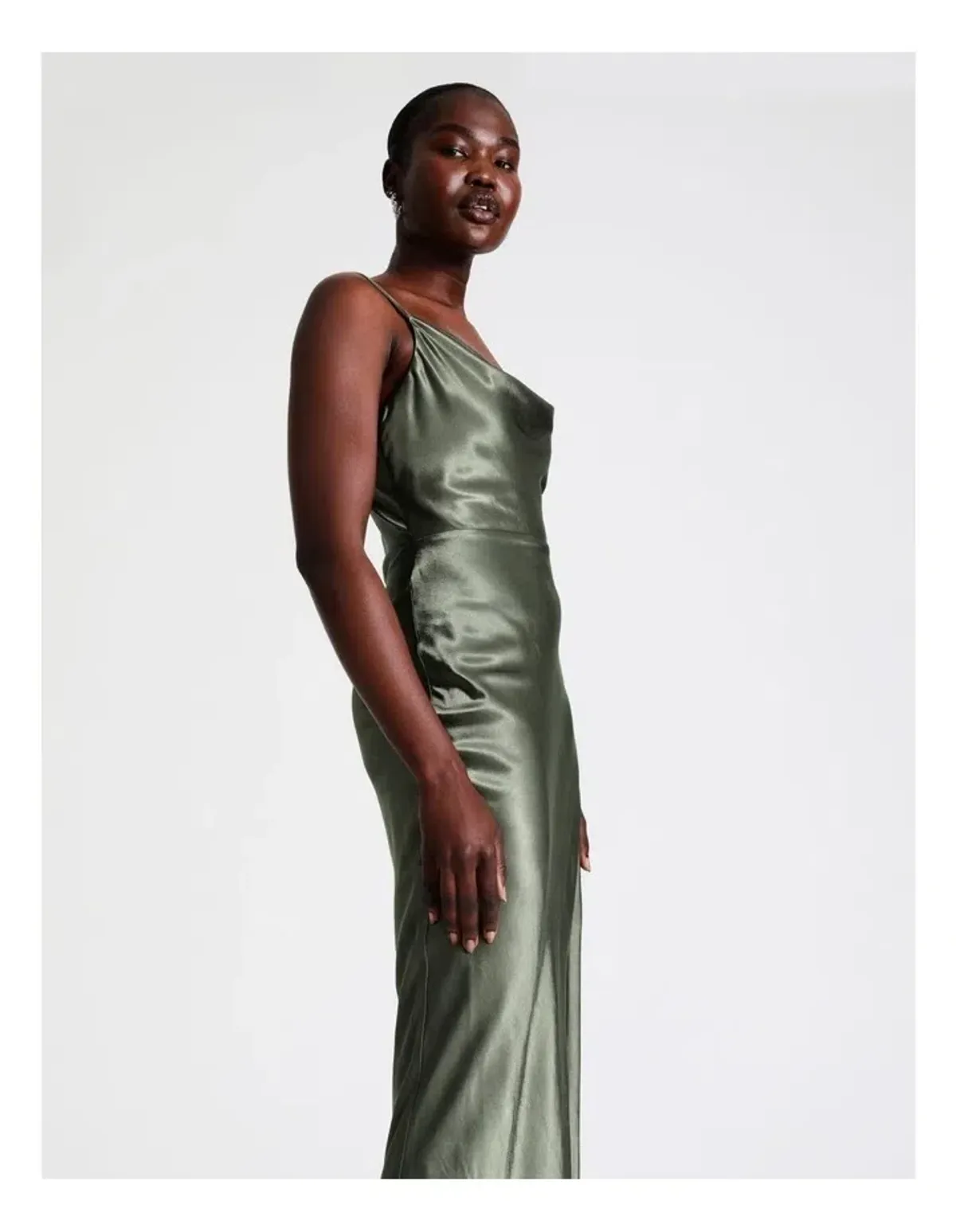 Wayne Cooper Cowl Neck Satin Slip Dress Green Size 18 - Image 4