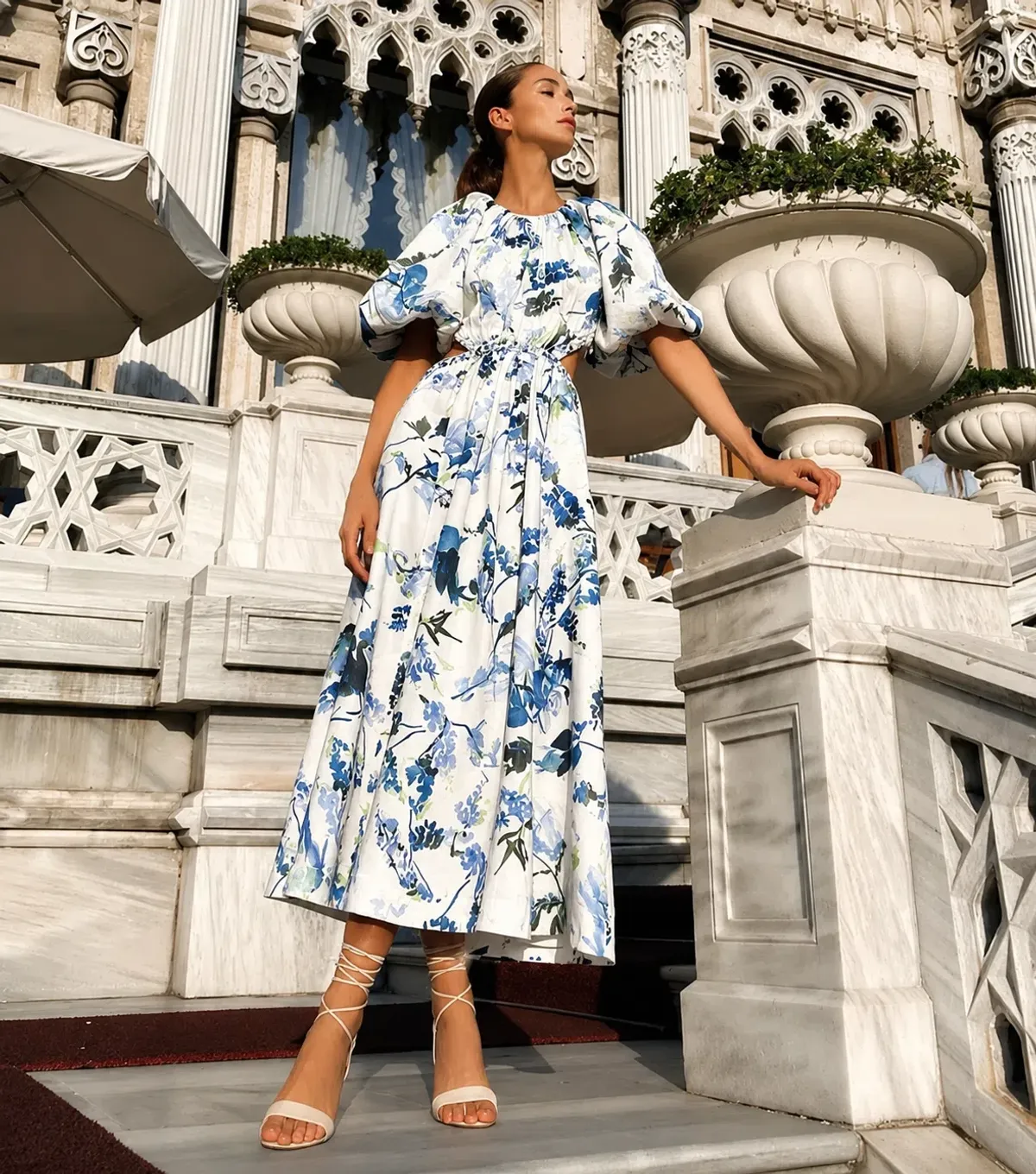 Aje Capucine Puff Sleeve Midi Dress Lavenders of Provence Size 14  - Image 1