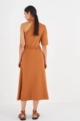 Oroton Asymmetric Dress in Toffee Size M / AU 10 for rent on The Volte - image 4