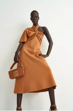 Oroton Asymmetric Dress in Toffee Size M / AU 10 for rent on The Volte - image 2