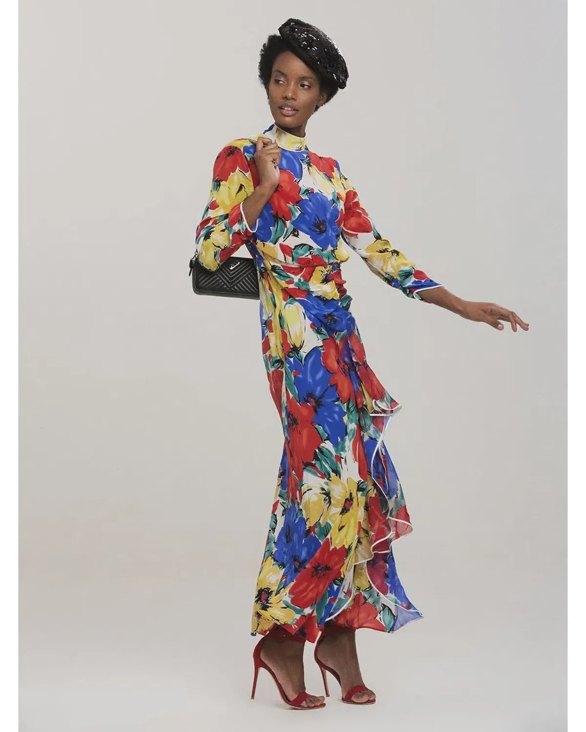 RIXO London Lucy Diana' Floral High-Neck Backless Dress Size M/Au 12 - Image 1