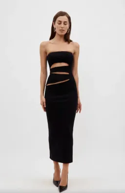 Christopher Esber Slashed Knit Strapless Dress Black Size S/Au 8 for rent on The Volte - image 1