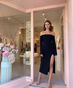 Bec & Bridge Elke Off Shoulder Midi Dress Black Size 10 for rent on The Volte - image 2